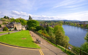 Photo of beautiful view of the old town city of Edinburgh from Calton Hill, United Kingdom.