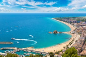 Photo of panoramic aerial view of beautiful Blanes in Costa Brava on a beautiful summer day, Spain.