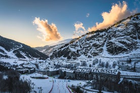 photo of Mountains in Androrra and ski cable car over the valley of Soldeu - Pas de la Casa.