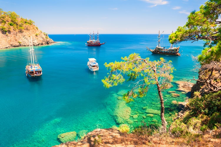 Photo of beautiful sea coast "Paradise bay" near Kemer, Turkey.