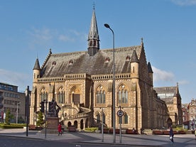 Photo of aerial view of Glasgow in Scotland, United Kingdom.