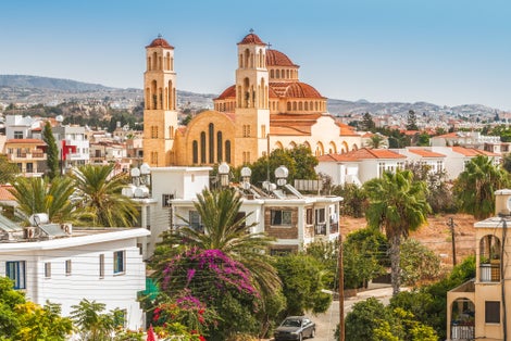 Photo of view of the town of Paphos in Cyprus.