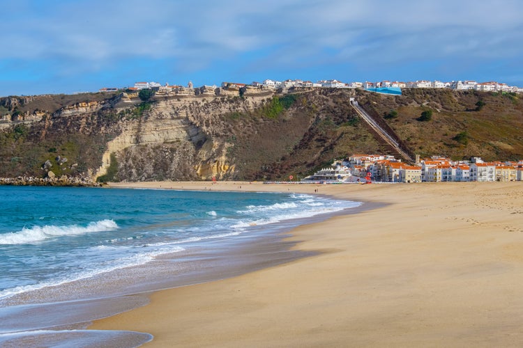 View of Praia Da Nazare beach. Nazare, Leiria District, Portugal