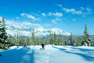 photo of beautiful view in Filzmoos at snowy winter in Austria.