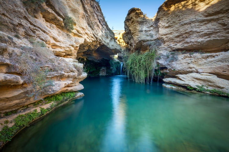 Photo of beautiful surroundings of a waterfall called Salto del Usero in Bullas, Murcia, Spain.