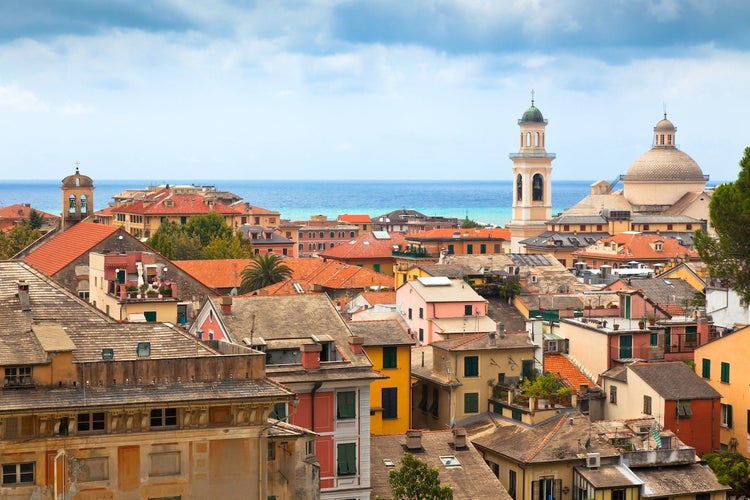 Arial view of Chiavari , Italy.