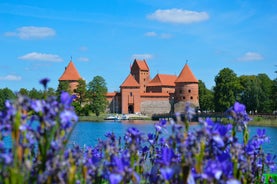 Photo of panoramic aerial view of Mikolajki townscape capital of Masurian region on the shore, Poland.