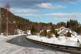 Snowboarding in the Norwegian mountains in Kongsberg.