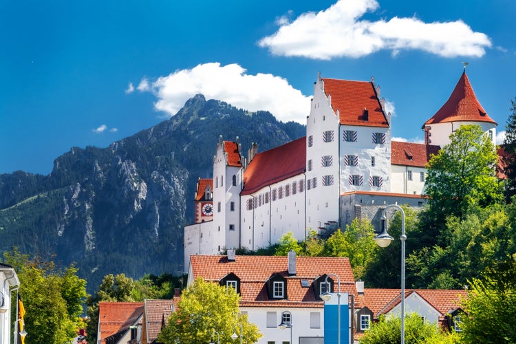 photo of view of Swabian town Füssen with Palace and alps, Bavaria, Germany.