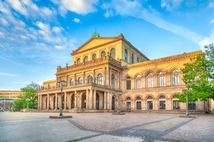 Beautiful view of Hamburg city center with town hall and Alster river, Germany.