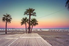 Photo of panoramic aerial view of Kalamis beach and bay in the city of Protaras, Cyprus.