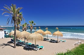 Photo of aerial view of Benalmadena coastal town in Andalusia in southern Spain.