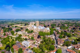 Photo of aerial view of the Lincoln Cathedral,  England.