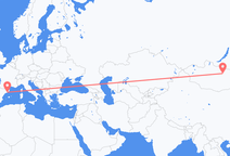 울란바토르에서 출발해 바르셀로나로 향하는 항공편