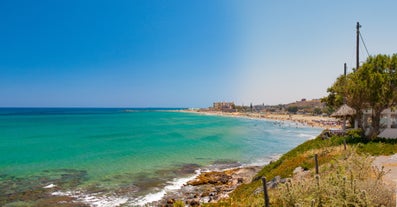 Photo of aerial view from the hill of Limenas Chersonisou, Greece.