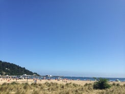 Photo of panoramic aerial view of San Sebastian (Donostia) on a beautiful summer day, Spain.