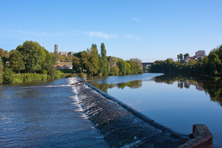 Photo of Waterfall on the river in Limoges, France.