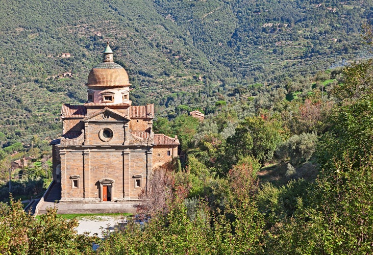 Cortona, Arezzo, Tuscany, Italy: renaissance church of Santa Maria Nuova, designed by Giorgio Vasari, in the countryside of the Tuscan ancient town