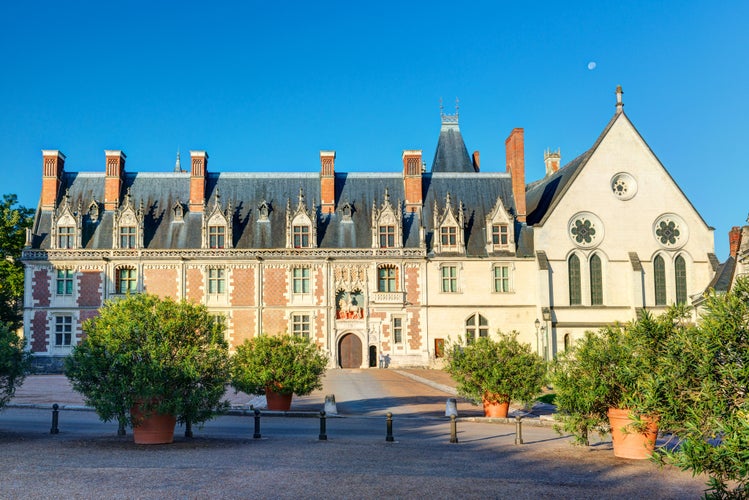 View of majestic castle Chateau de Blois on river Loire, France 