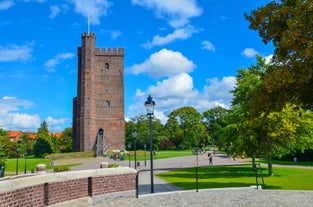 Photo of the city center and the port of Helsingborg in Sweden.