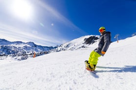 photo of Mountains in Androrra and ski cable car over the valley of Soldeu - Pas de la Casa.