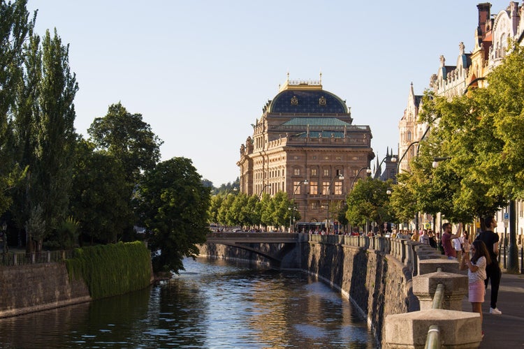 View of Prague’s National Theatre and Vltava River during Czechia in July..jpg