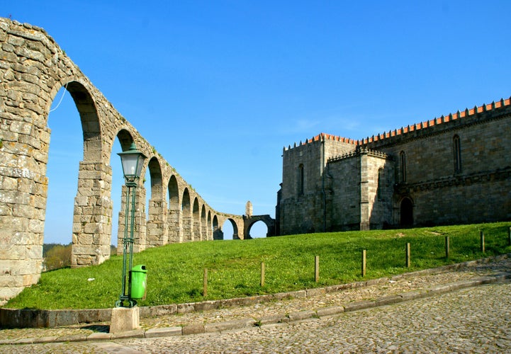 Old aqueduct & Santa Clara's Monastery in Vila do Conde, Portugal