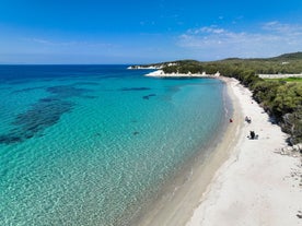 Photo of aerial view of Cruise Ship in the Cesme Marina, Turkey.