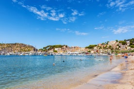 Photo of the famous orange tram runs from Soller to Port de Soller, Mallorca, Spain.