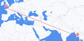 Flyreiser fra Myanmar (Burma) til Guernsey