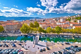 Photo of aerial view of the town of Fazana, Croatia.