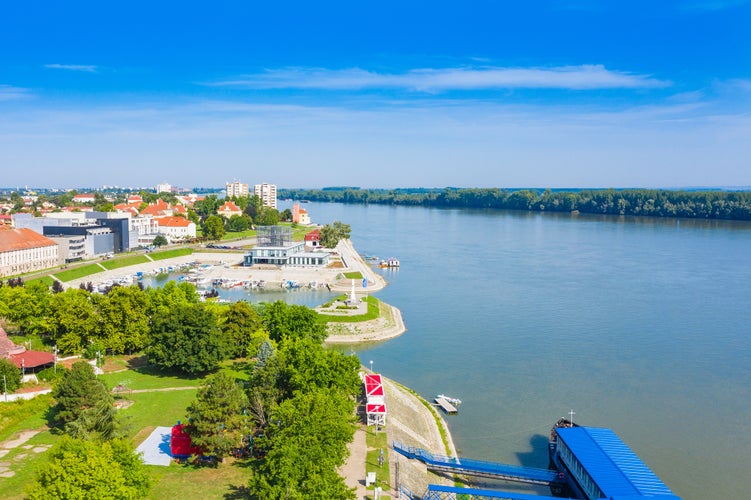 photo of view of Aerial view of the city of Vukovar and Danube river, Slavonia and Srijem regions of Croatia