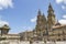 Photo of Facade of Santiago de Compostela cathedral in Obradoiro square, Spain.