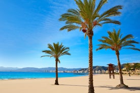 Photo of aerial view of beach and cityscape Salou, Spain.