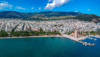 Photo of a small island with a fortress at the coast of Nafplio ,Greece.