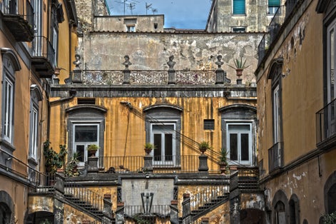 phto of view of The courtyard and stairwell of the Palazzo Marigliano,, Naples, Italy.