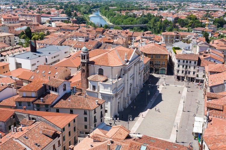 Photo of aerial view of Bassano del Grappa, Italy.