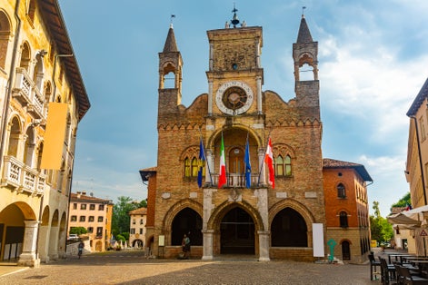 Photo of Gothic building of Communal Palace (Palazzo del Comune) of Pordenone, Italy.