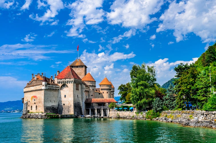 MONTREUX, SWITZERLAND  - Castle Chillon one of the most visited castle in Switzerland attracts more than 300,000 visitors every year.