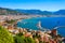 Photo of Kizil Kule or Red Tower and port aerial panoramic view in Alanya city, Antalya Province on the southern coast of Turkey.