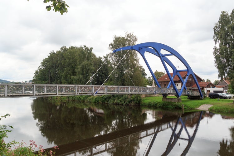 Photo of Blue Bridge crossing the river Regen in the town of Cham, Germany