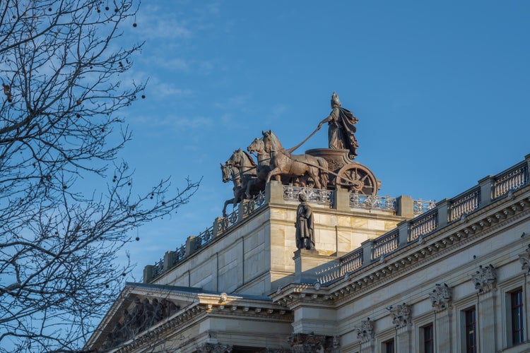 Photo of Quadriga Sculpture on top of Brunswick Palace - Braunschweig, Lower Saxony, Germany.