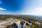 Photo of ski jump at the top of Holmenkollen overlooking Oslo, Norway.