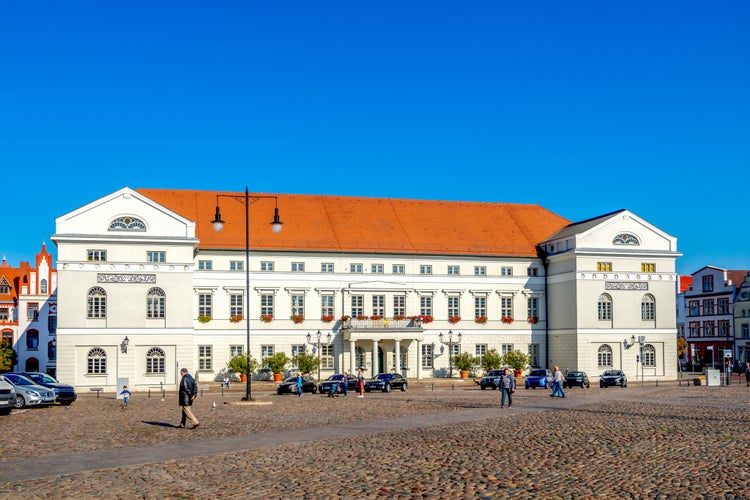 Market and Town hall in Wismar, Germany