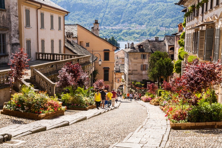 Glimpses of the historical center of Orta San Giulio , Lake d ' Orta , Novara , Piedmont , Italy