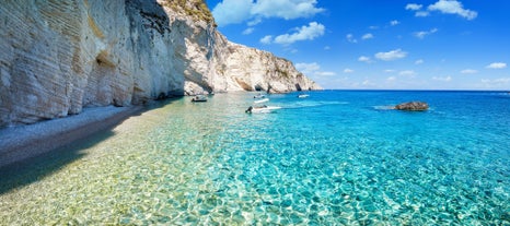 Photo of aerial view of beautiful landscape of Navagio Beach with shipwreck on Zakynthos island, Greece.