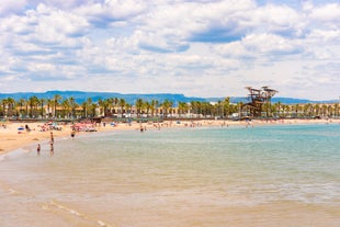 Photo of panoramic aerial view of beautiful Blanes in Costa Brava on a beautiful summer day, Spain.