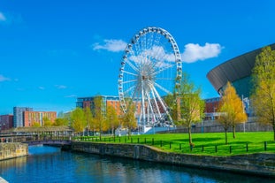 Photo of aerial view of the city of Liverpool in United Kingdom.