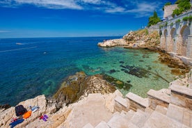 Photo of aerial view to the town of Porec in Istria, Croatia on Adriatic coast.