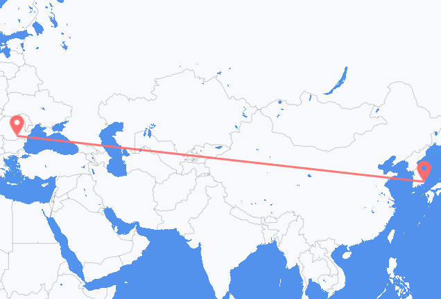 Flug frá Ulsan, Suður-Kóreu til Búkarest, Rúmeníu